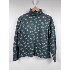 Classic Elements Women's L Holly Mock Neck Long Sleeve Christmas Holiday Shirt